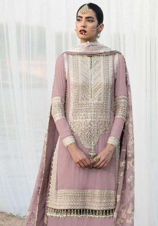 Picture of Georgette Rosy Brown Straight Cut Salwar Kameez