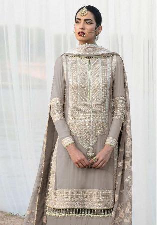 Picture of Classy Georgette Grey Straight Cut Salwar Kameez