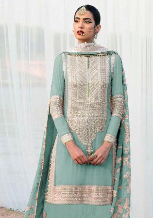 Picture of Georgette Sky Blue Straight Cut Salwar Kameez