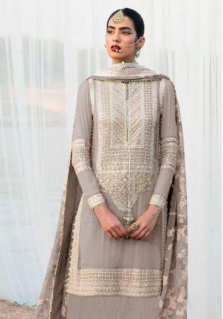 Picture of Bewitching Georgette Beige Straight Cut Salwar Kameez