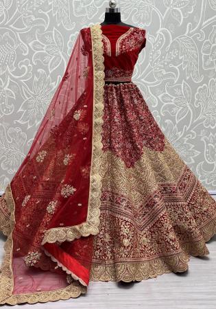 Picture of Classy Net Maroon Lehenga Choli