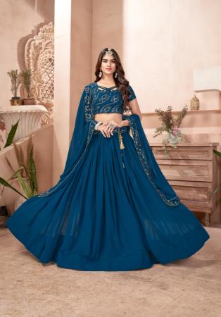 Picture of Amazing Georgette Navy Blue Lehenga Choli