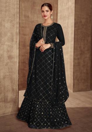 Picture of Lovely Georgette Black Straight Cut Salwar Kameez