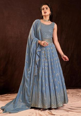 Picture of Ideal Georgette Light Slate Grey Readymade Gown