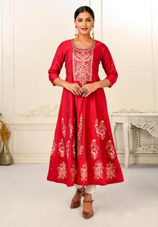 Picture of Fascinating Cotton Crimson Kurtis & Tunic