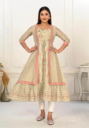 Picture of Pleasing Cotton Pale Golden Rod Kurtis & Tunic