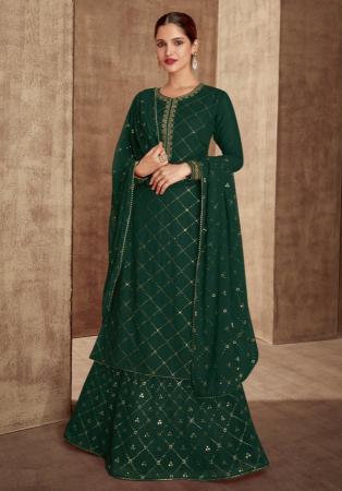 Picture of Georgette Sea Green Straight Cut Salwar Kameez