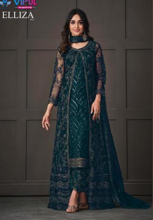 Picture of Net Dark Slate Grey Straight Cut Salwar Kameez