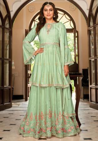 Picture of Beautiful Georgette Tan Straight Cut Salwar Kameez