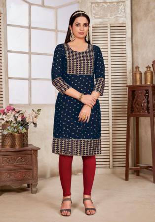 Picture of Ravishing Rayon Navy Blue Kurtis & Tunic