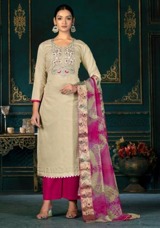 Picture of Amazing Cotton Tan Straight Cut Salwar Kameez