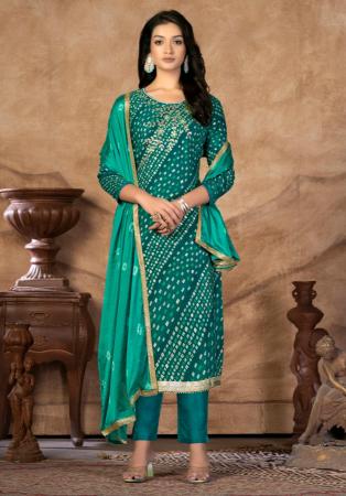 Picture of Taking Cotton Teal Straight Cut Salwar Kameez