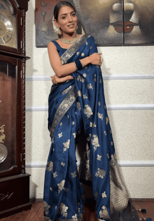 Picture of Bewitching Silk Dark Slate Blue Saree