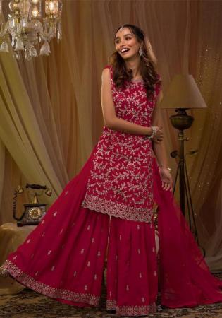 Picture of Marvelous Georgette Maroon Straight Cut Salwar Kameez