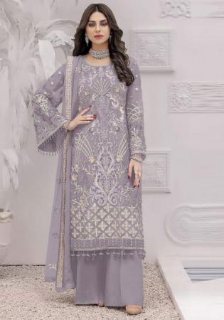 Picture of Ravishing Georgette Silver Straight Cut Salwar Kameez