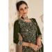 Picture of Georgette Dark Olive Green Straight Cut Salwar Kameez