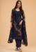 Picture of Georgette Dark Slate Blue Straight Cut Salwar Kameez