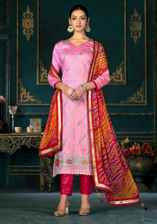 Picture of Excellent Cotton Light Pink Straight Cut Salwar Kameez