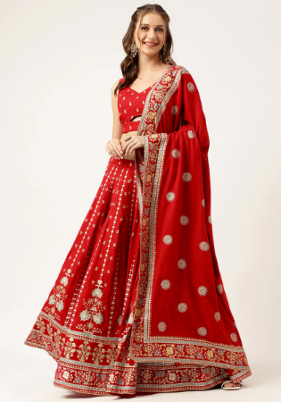 Picture of Rayon & Organza Maroon Readymade Lehenga Choli