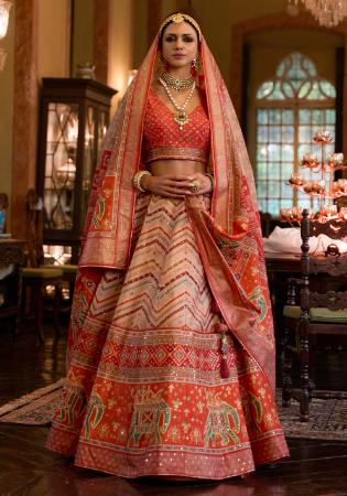 Picture of Sightly Silk Dark Khaki Lehenga Choli