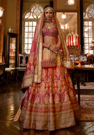 Picture of Bewitching Silk Dark Khaki Lehenga Choli