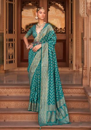 Picture of Beautiful Silk Teal Saree