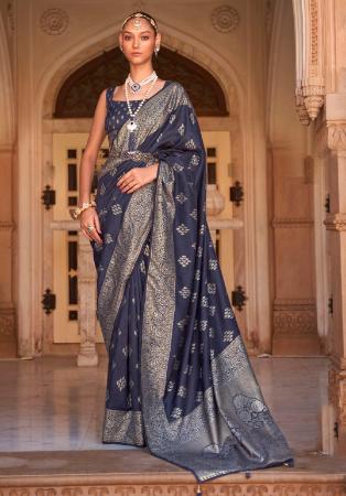 Picture of Superb Silk Navy Blue Saree