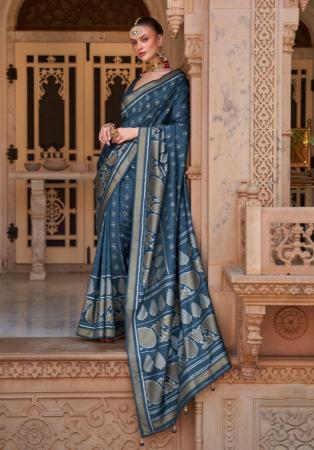 Picture of Excellent Silk Dark Slate Grey Saree