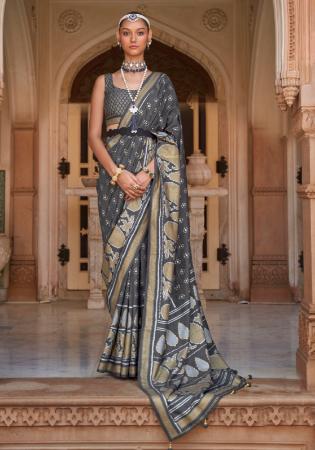 Picture of Beautiful Silk Dim Gray Saree