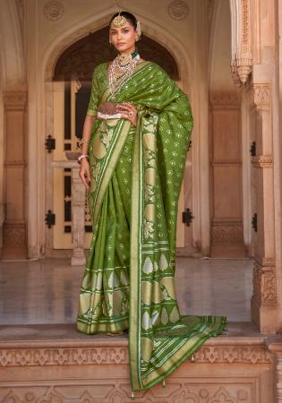 Picture of Amazing Silk Olive Drab Saree