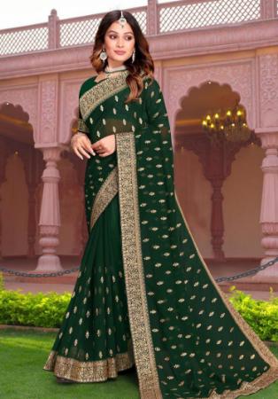 Picture of Pleasing Georgette Dark Green Saree