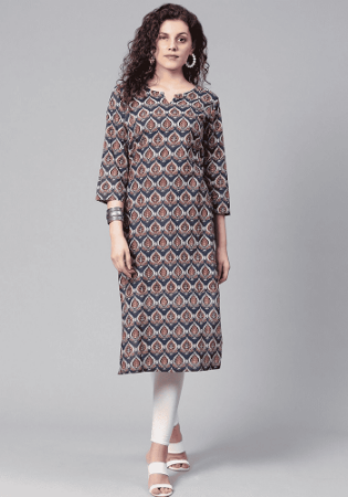 Picture of Delightful Rayon Navy Blue Kurtis & Tunic