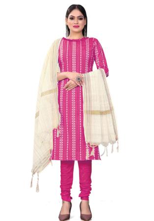 Picture of Cotton Pale Violet Red Straight Cut Salwar Kameez