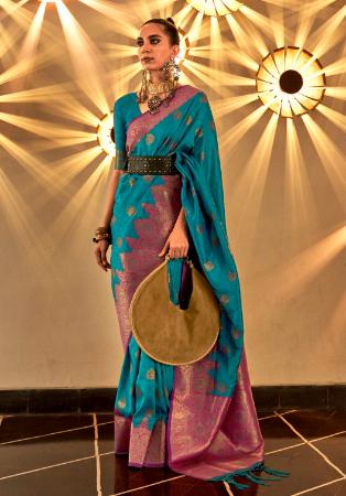 Picture of Comely Silk Teal Saree