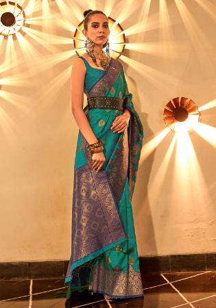 Picture of Gorgeous Silk Teal Saree