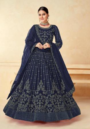 Picture of Net Dark Slate Grey Straight Cut Salwar Kameez