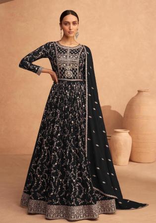 Picture of Radiant Georgette Black Straight Cut Salwar Kameez