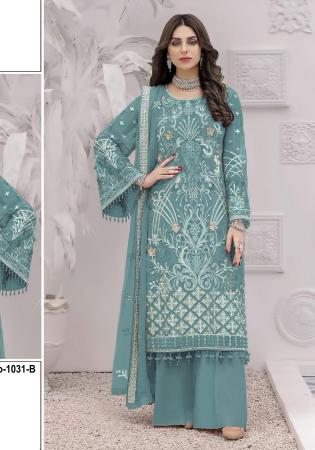 Picture of Georgette Slate Grey Straight Cut Salwar Kameez