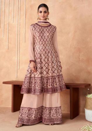 Picture of Georgette Rosy Brown Straight Cut Salwar Kameez