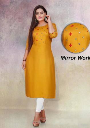 Picture of Exquisite Rayon Golden Rod Kurtis & Tunic