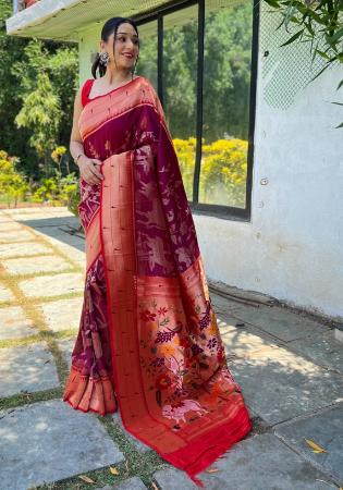 Picture of Grand Silk Saddle Brown Saree