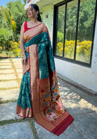 Picture of Superb Silk Teal Saree