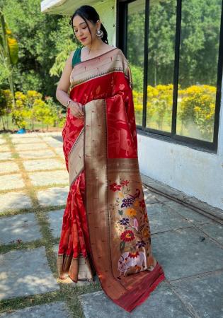 Picture of Ravishing Silk Dark Red Saree