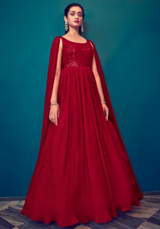 Picture of Admirable Silk Dark Red Readymade Gown