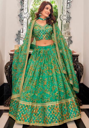 Picture of Fascinating Silk Teal Lehenga Choli