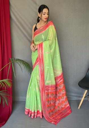 Picture of Taking Linen Light Green Saree