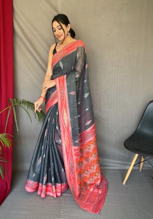 Picture of Taking Linen Slate Grey Saree