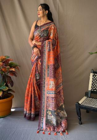 Picture of Fascinating Cotton Orange Saree