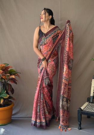 Picture of Well Formed Cotton Pink Saree