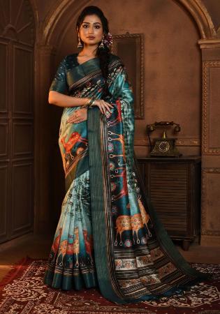 Picture of Shapely Silk Light Blue Saree